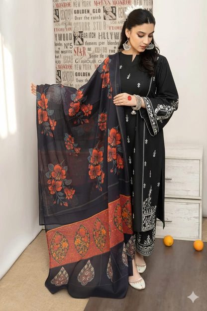 Embroidery Lawn 3 Pcs D-66