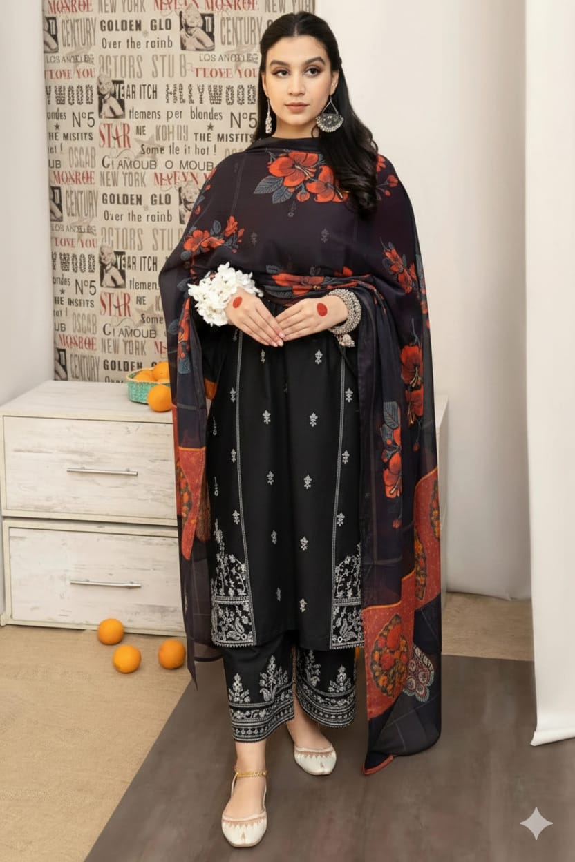 Embroidery Lawn 3 Pcs D-66