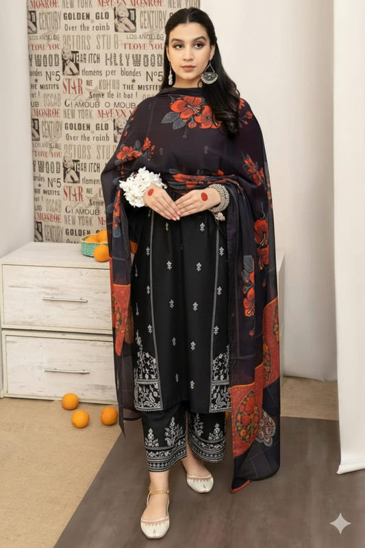 Embroidery Lawn 3 Pcs D-66