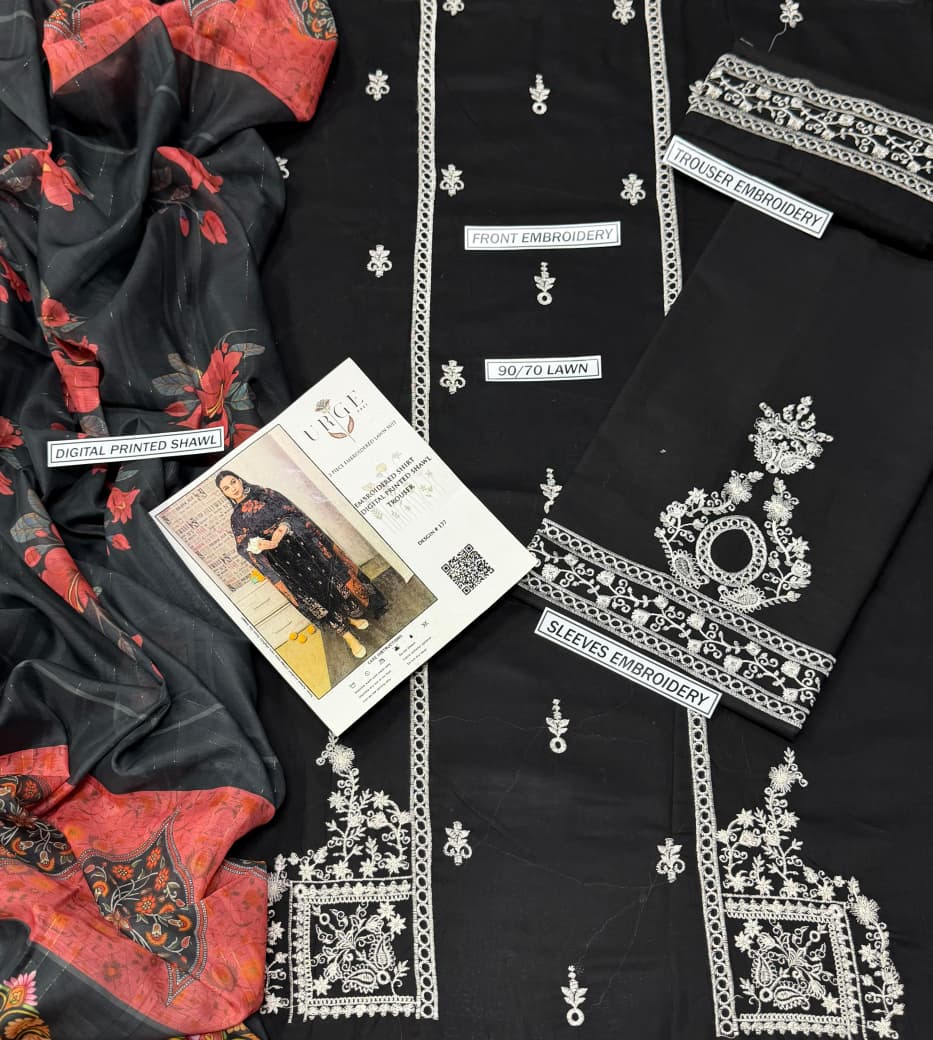Embroidery Lawn 3 Pcs D-66