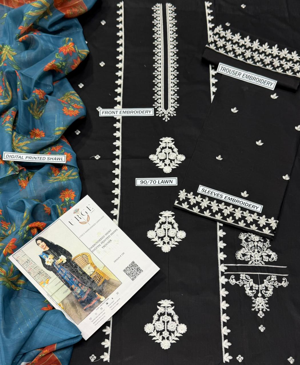 Embroidery Lawn 3 Pcs D-68