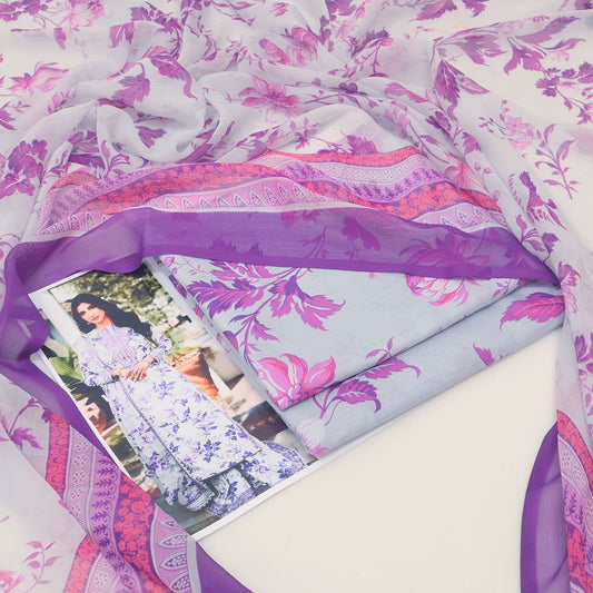 Printed Shiffon Dupatta 3 Pcs D-38
