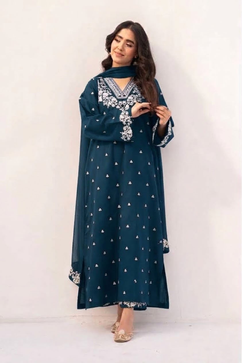 Embroidered Dhanak D-3