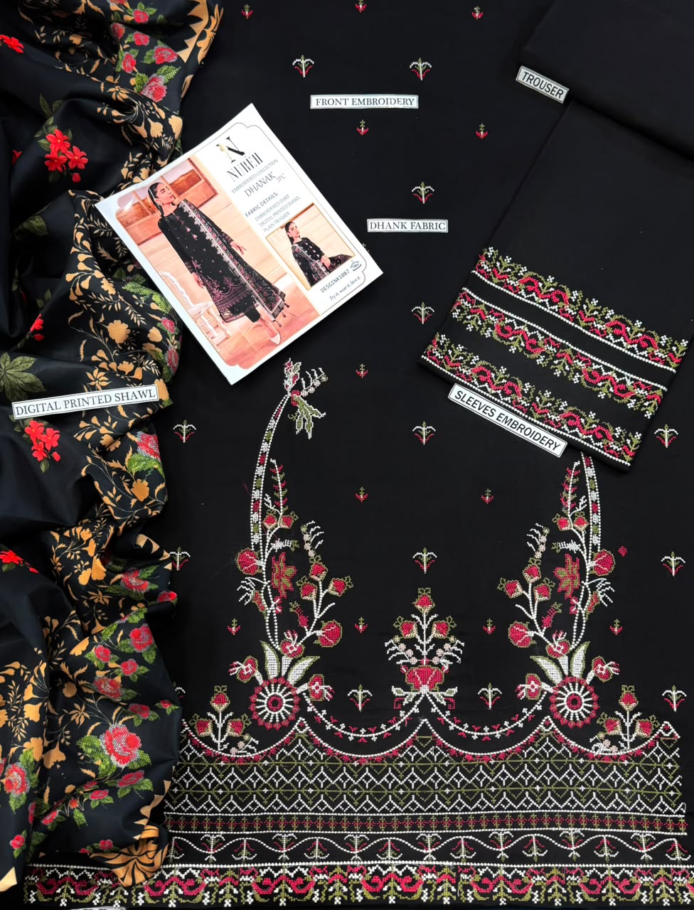 Embroidered Dhanak D-1