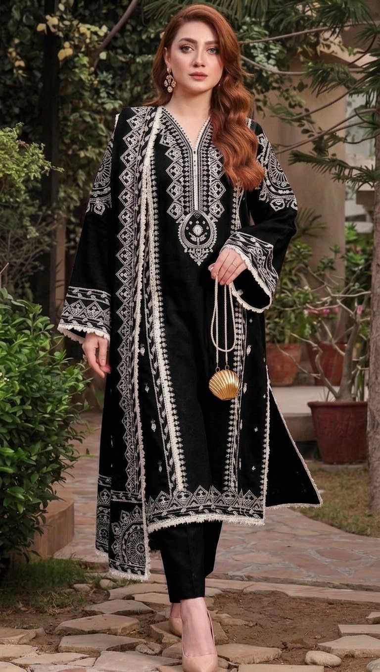 Embroidered Dhanak D-11
