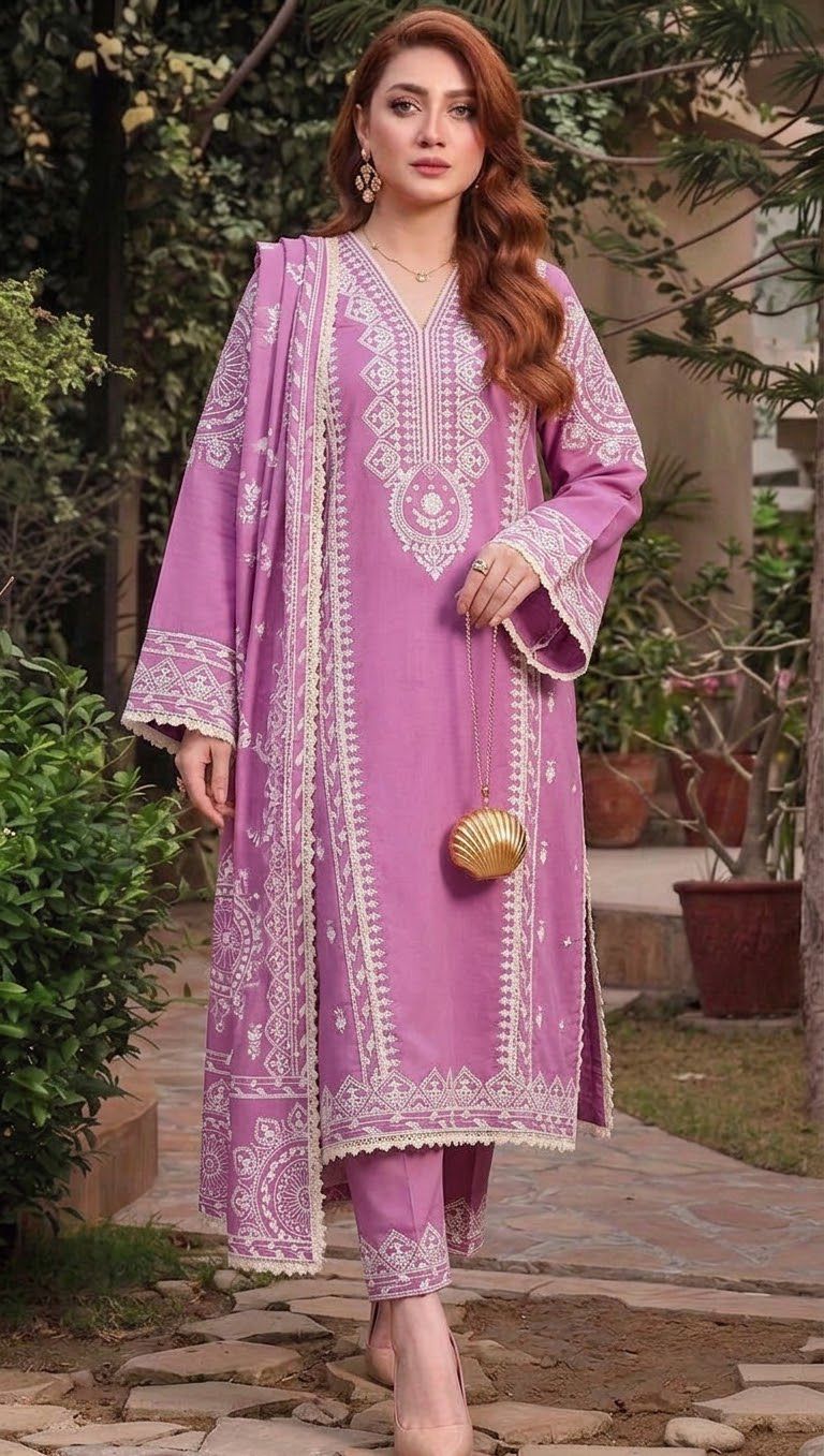 Embroidered Dhanak D-12