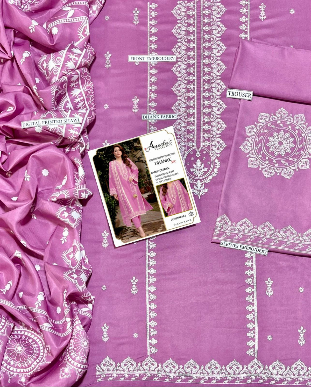 Embroidered Dhanak D-12
