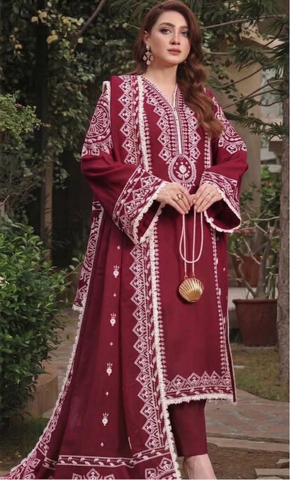 Embroidered Dhanak D-16