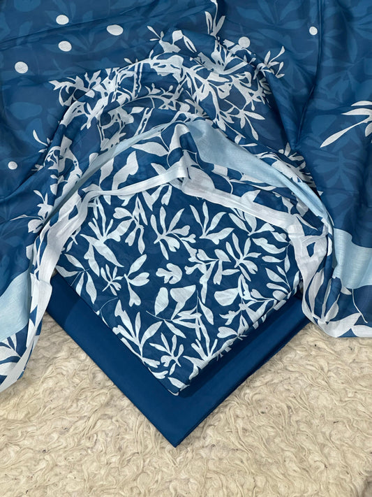 printed lawn 3pc with voil dupatta D-11