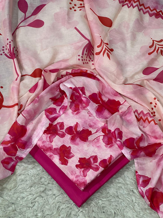 printed lawn 3pc with voil dupatta D-9