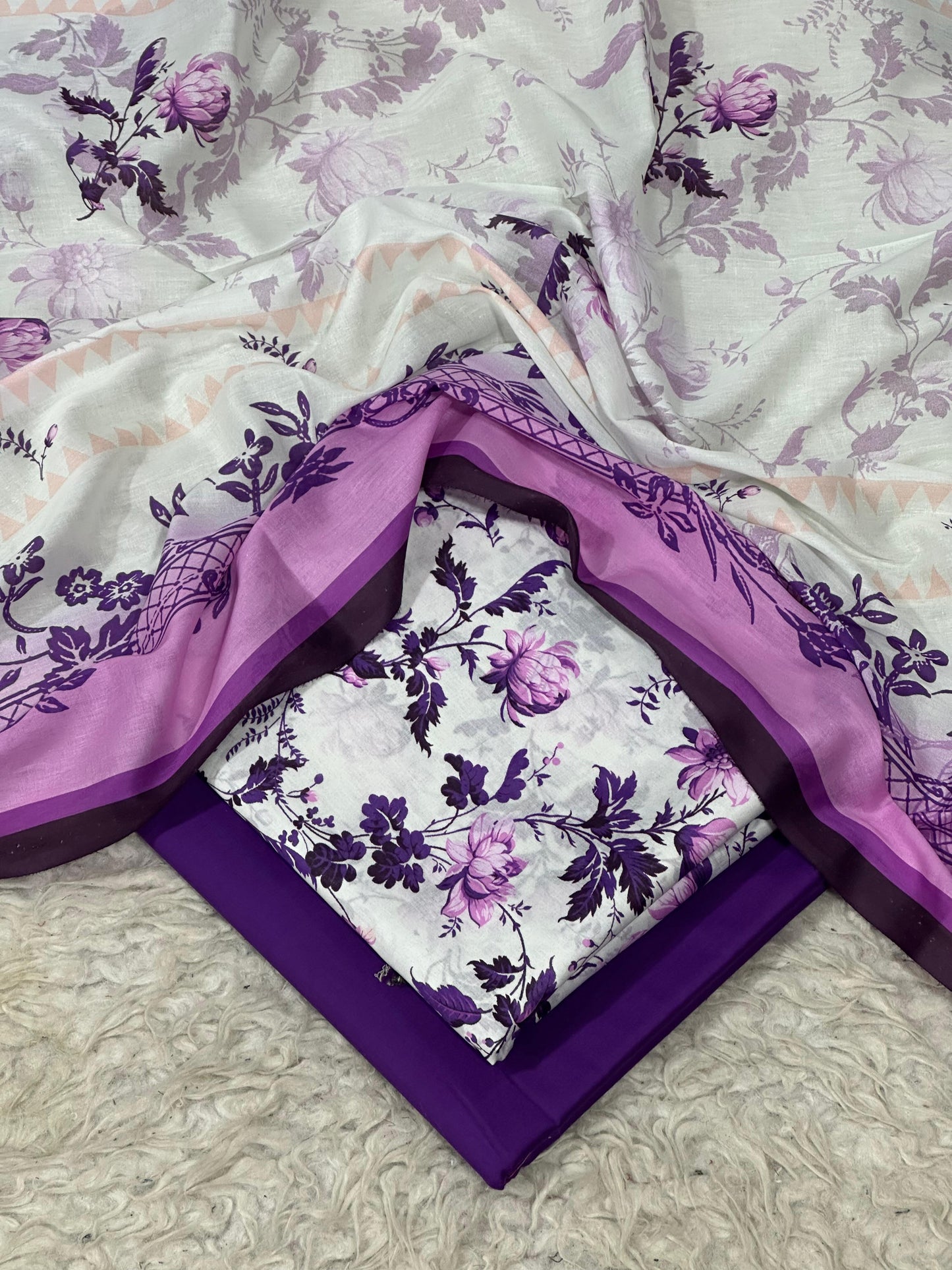 printed lawn 3pc with voil dupatta D-6