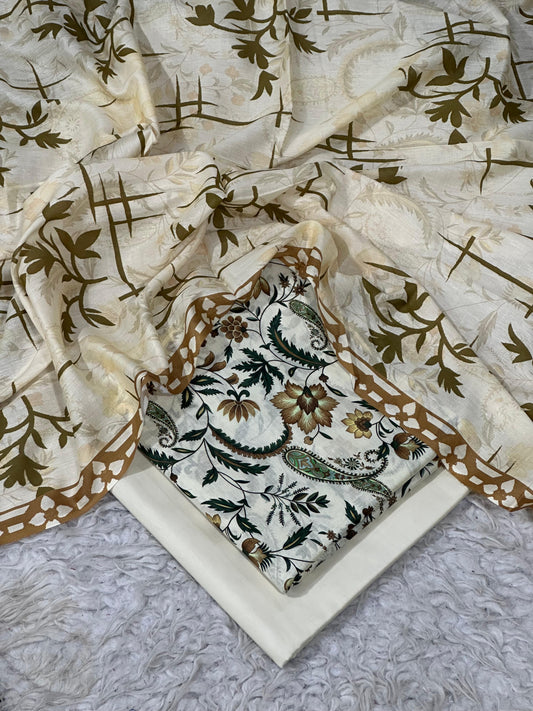 printed lawn 3pc with voil dupatta D-2